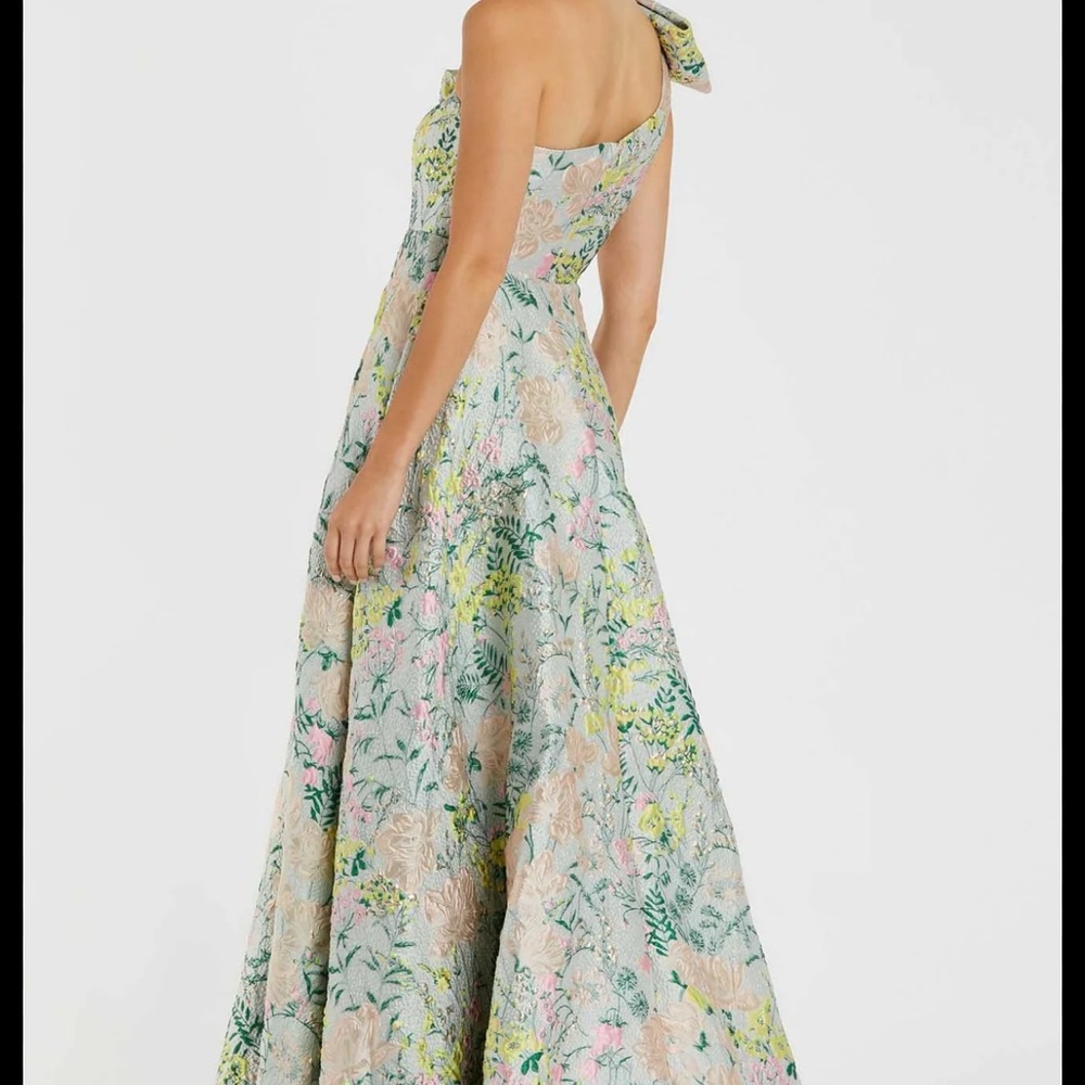 Mac Duggal One-Shoulder Floral Gown in Pastel Multi - Picture 3 of 6